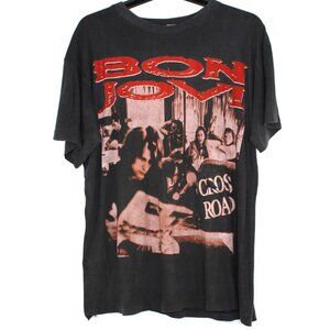 Vintage Bon Jovi Men Large Cross Road European Band Tour Faded T-Shirt RARE Q959